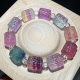 Meihan Natural Fluorite Carved Clouds Beads Bracelet