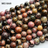 Natural Rhodonite Round Loose Beads Pink 4-12mm DIY Bracelet Making