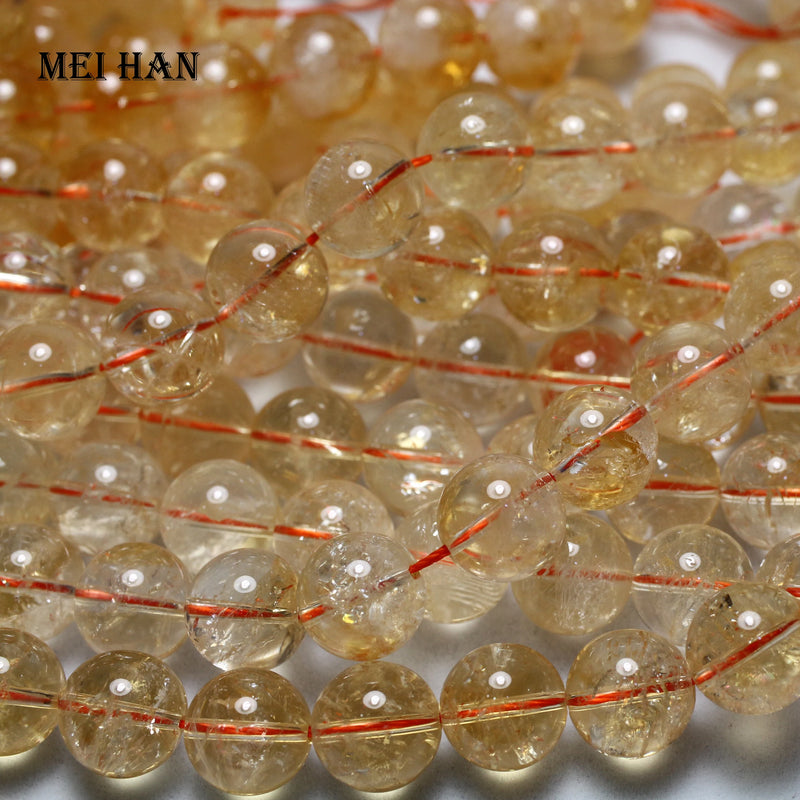 Meihan 12mm 14mm Citrine Smooth Round Beads for Jewelry Making