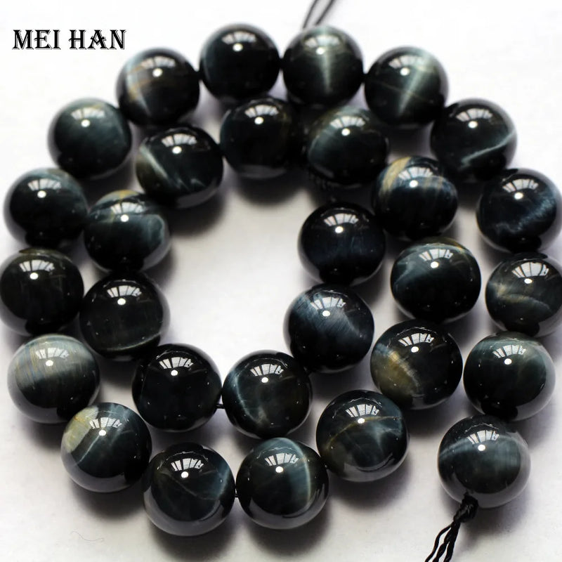 Meihan 14mm Hawk's Eye Stone Beads Set for DIY Bracelet Making