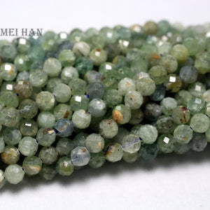 Meihan 5.2mm Green Kyanite Faceted Round Gemstone Beads