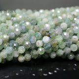 Meihan 5.2mm Green Kyanite Faceted Round Gemstone Beads