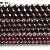 Meihan Red Garnet Smooth Round Gemstone Beads for Jewelry Making