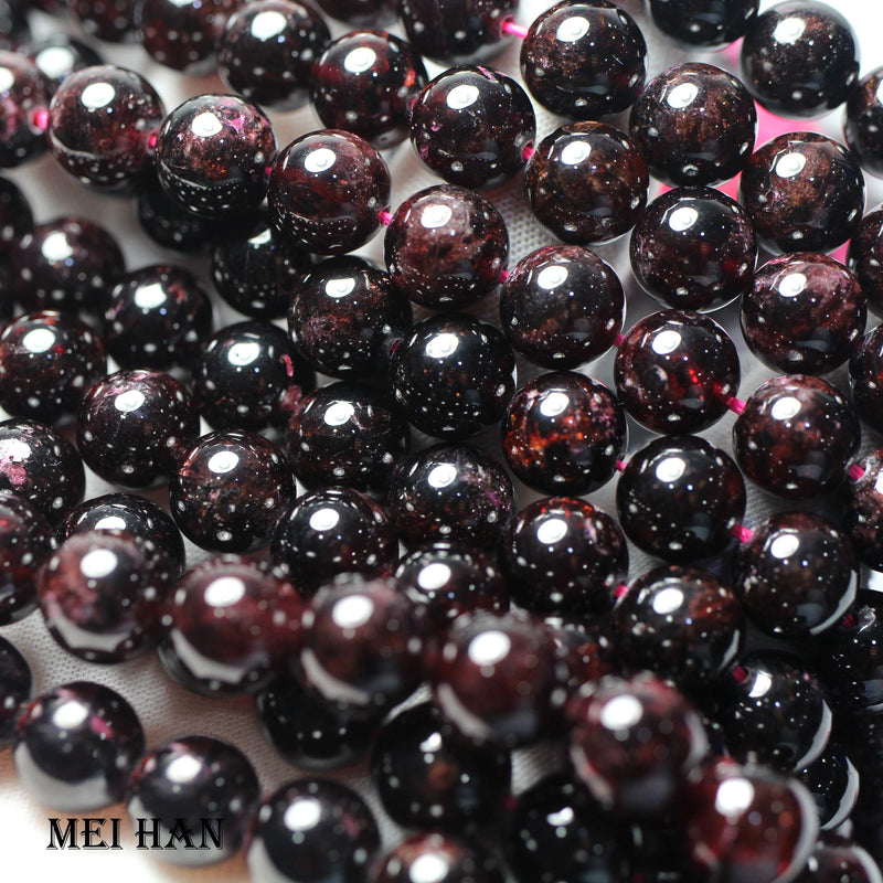 Meihan Red Garnet Smooth Round Gemstone Beads for Jewelry Making