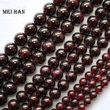 Meihan Red Garnet Smooth Round Gemstone Beads for Jewelry Making