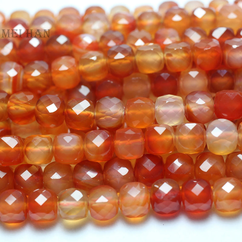 Meihan 8mm Carnelian Faceted Cube Loose Gemstone Beads