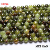 Meihan 8mm 10mm Green Garnet Round Stone Beads for Jewelry Making