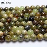 Meihan 8mm 10mm Green Garnet Round Stone Beads for Jewelry Making