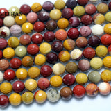 Meihan Natural 8mm Moukaite Faceted Round Loose Beads for Jewelry Making