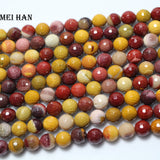 Meihan Natural 8mm Moukaite Faceted Round Loose Beads for Jewelry Making