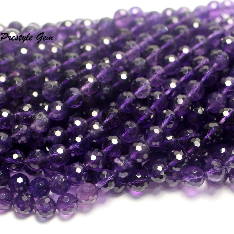 Meihan A+ Amethyst 8mm Faceted Round Beads