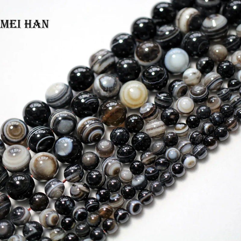 Meihan Natural Eye Agate 6-12mm Round Loose Stone Beads for Jewelry Making