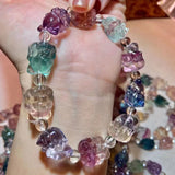 Meihan Rare Fluorite Fox Bracelet Stone Beads for Jewelry Making