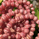 Natural Stripe Argentina Rhodochrosite Smooth Round Loose Beads Stone