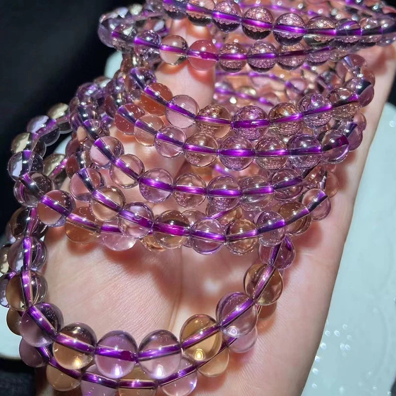 Natural Bolivia Ametrine Round Loose Beads for Jewelry Making