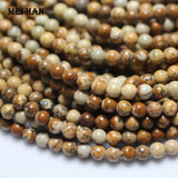 Meihan Meihan (5 strands/set) 4mm natural picture stone smooth round beads