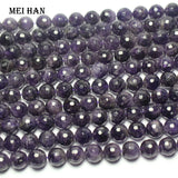 Meihan 10mm Amethyst Faceted Round Loose Beads for Jewelry Making