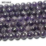 Meihan 10mm Amethyst Faceted Round Loose Beads for Jewelry Making