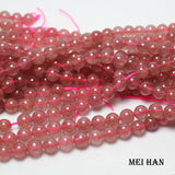 Madagascar Strawberry Quartz Smooth Stone Beads 8mm Set of 2 for Jewelry Making