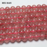 Madagascar Strawberry Quartz Smooth Stone Beads 8mm Set of 2 for Jewelry Making