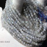 Meihan Natural 4mm labradorite faceted round beads set