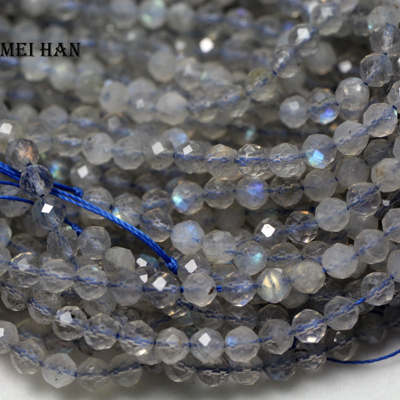 Meihan Natural 4mm labradorite faceted round beads set
