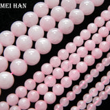 Meihan Natural Pink Crystal Quartz Round Loose Beads for Jewelry Making