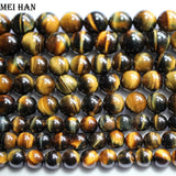 Meihan Natural Tiger Eye Smooth Round Loose Stone for Jewelry Making