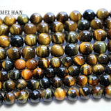Meihan Natural Tiger Eye Smooth Round Loose Stone for Jewelry Making
