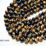 Meihan Natural Tiger Eye Smooth Round Loose Stone for Jewelry Making
