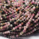 Meihan Natural Colorful Tourmaline 2mm Faceted Round Beads 5 Strands/Set