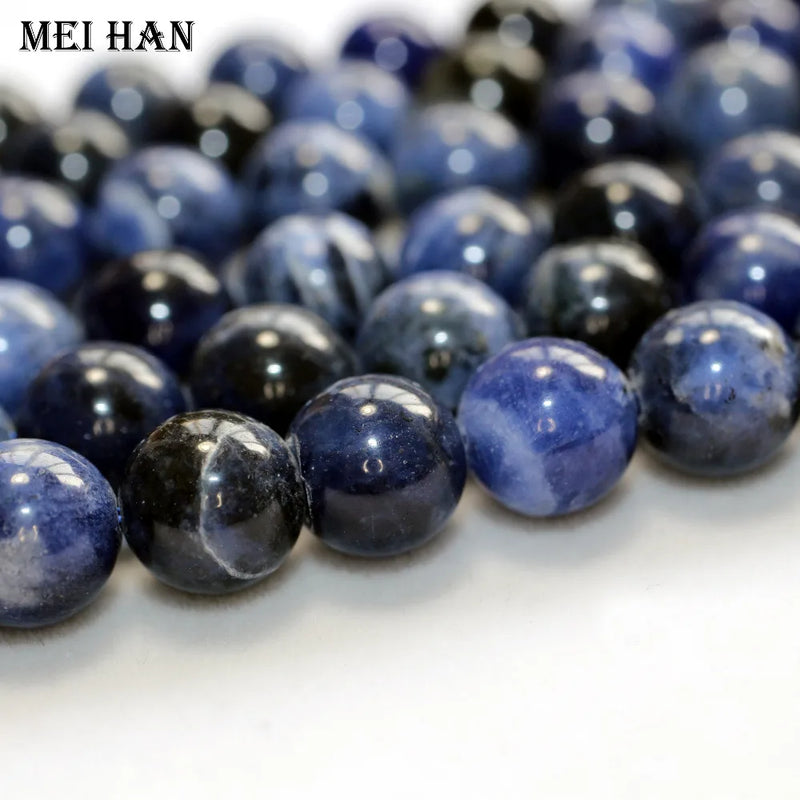 Meihan Natural Sodalite Smooth Loose Stone Beads for Jewelry Making