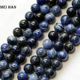 Meihan Natural Sodalite Smooth Loose Stone Beads for Jewelry Making
