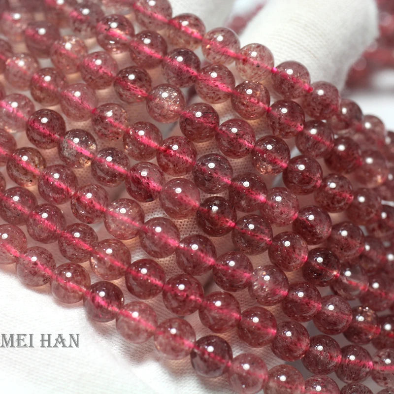 Meihan 6mm Madagascar Sand Strawberry Quartz Smooth Round Beads
