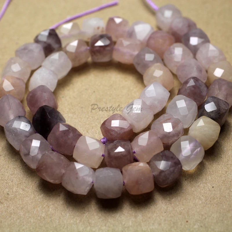 Meihan Natural 8mm Lavender Stone Faceted Cube Loose Beads