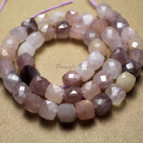 Meihan Natural 8mm Lavender Stone Faceted Cube Loose Beads