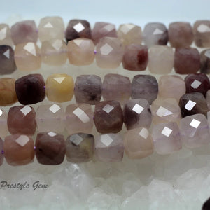 Meihan Natural 8mm Lavender Stone Faceted Cube Loose Beads