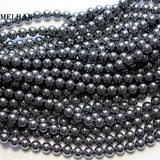Meihan Natural 8mm Hematite Smooth Round Beads Set for DIY Jewelry Making