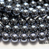Meihan Natural 8mm Hematite Smooth Round Beads Set for DIY Jewelry Making