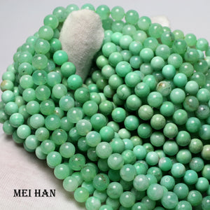 Meihan Natural A+++ Chrysoprase Smooth Round Beads Strand