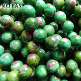 Meihan Natural A+++ Brazil Ruby Zoisite Smooth Round Loose Beads Bracelet Stone