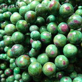 Meihan Natural A+++ Brazil Ruby Zoisite Smooth Round Loose Beads Bracelet Stone