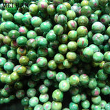 Meihan Natural A+++ Brazil Ruby Zoisite Smooth Round Loose Beads Bracelet Stone