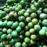 Meihan Natural A+++ Brazil Ruby Zoisite Smooth Round Loose Beads Bracelet Stone