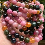Meihan Tourmaline Smooth Round Beads Bracelet Stone