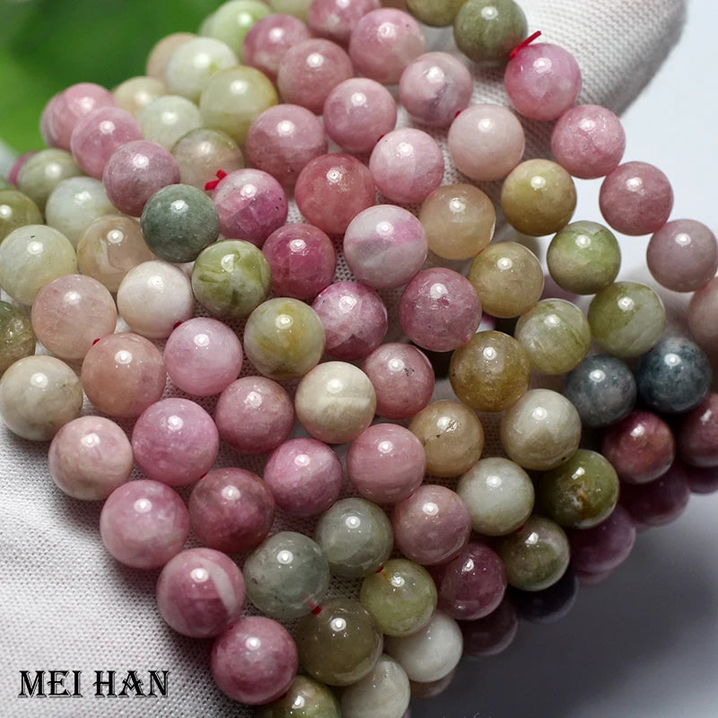 Meihan Natural A+ Tourmaline Loose Beads Bracelet Stone
