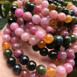 Meihan Tourmaline Smooth Round Beads Bracelet Stone