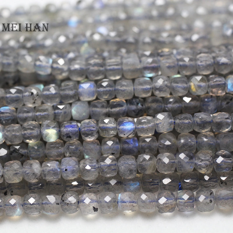 Meihan Natural A+ Labradorite Faceted Cube Beads 4.5mm
