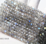 Meihan Natural A+ Labradorite Faceted Cube Beads 4.5mm