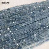 Meihan Aquamarine 4mm Faceted Round Beads for Jewelry Making